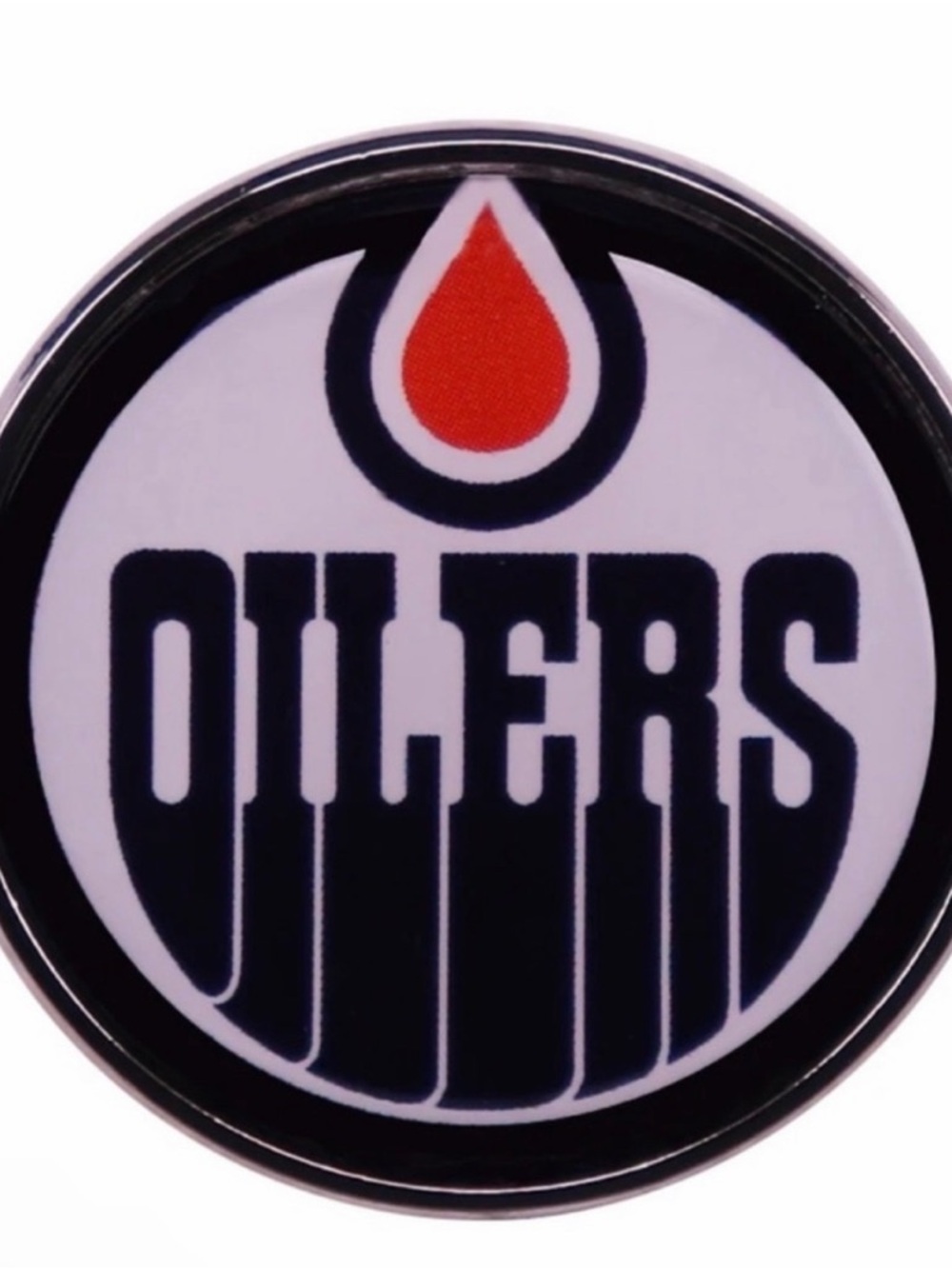 Edmonton Oilers Round Logo Pin - White, Navy & Orange
